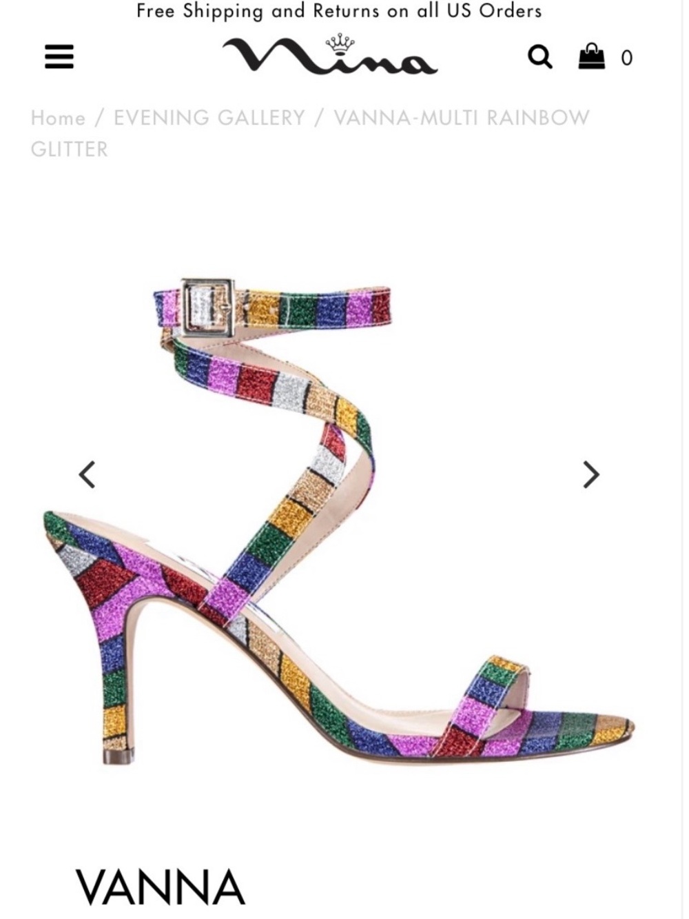 Nina Vanna Multicolor Glitter Strappy Ankle-Wrap Sandal